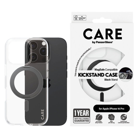 Husă Kickstand cu MagSafe pentru iPhone 16 Pro, Negru, CARE
