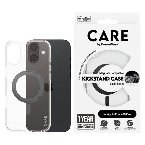 Husă Kickstand cu MagSafe pentru iPhone 16 Plus, Negru, CARE