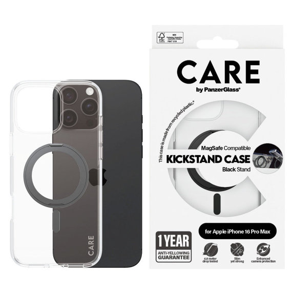 Husă Kickstand cu MagSafe pentru iPhone 16 Pro Max, Negru, CARE