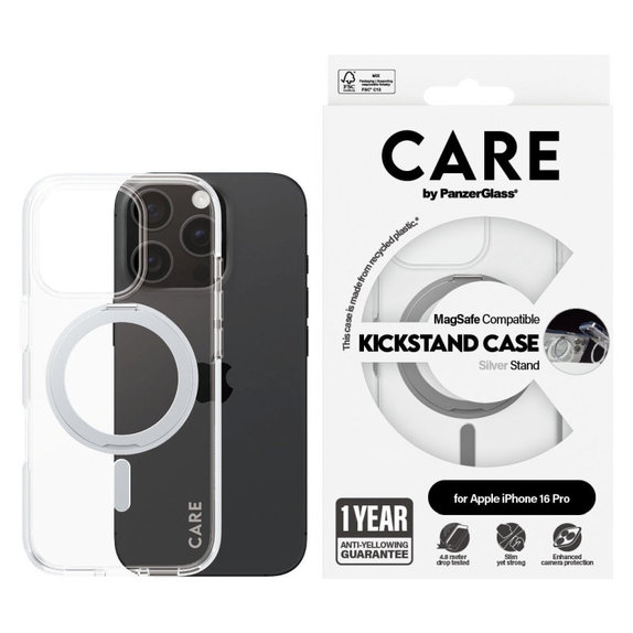 Husă Kickstand cu MagSafe pentru iPhone 16 Pro, Argintiu, CARE