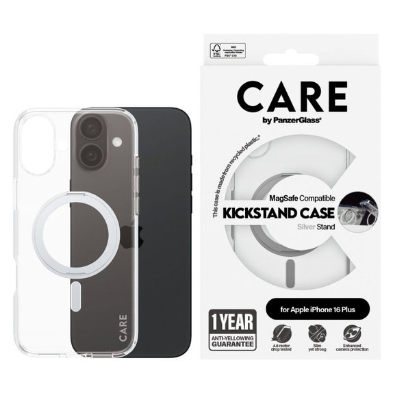 Husă Kickstand cu MagSafe pentru iPhone 16 Plus, Argintiu, CARE