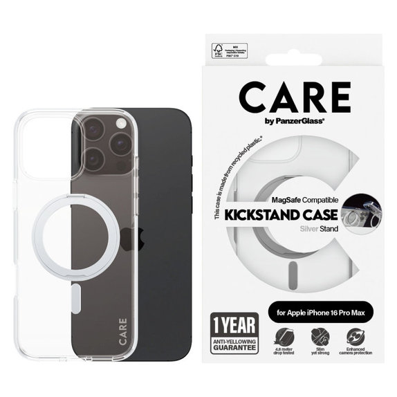 Husă Kickstand cu MagSafe pentru iPhone 16 Pro Max, Argintiu, CARE