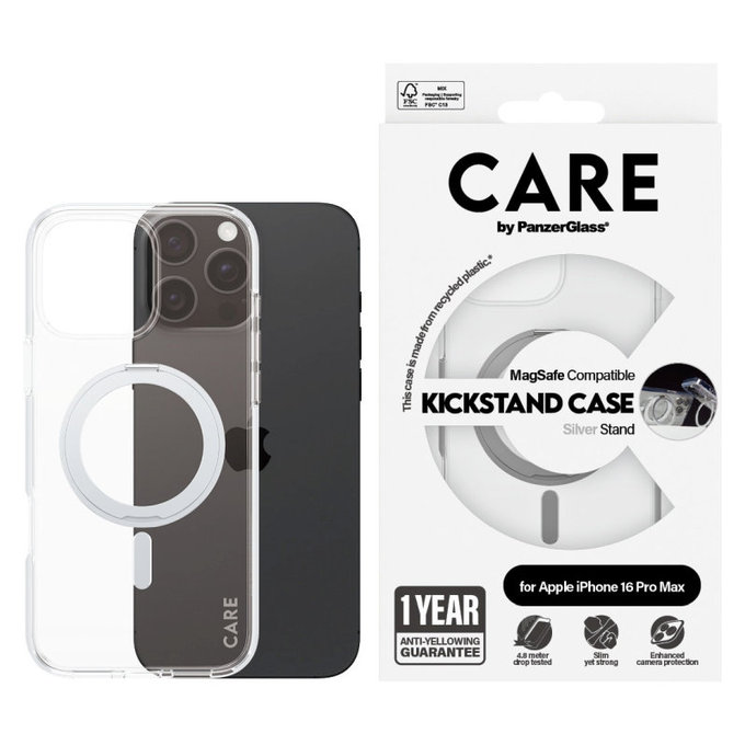 Husă Kickstand cu MagSafe pentru iPhone 16 Pro Max, Argintiu, CARE