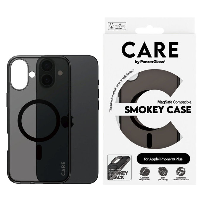Husă Smokey cu MagSafe pentru iPhone 16 Plus, Negru, CARE