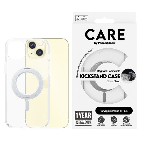 Caz Kickstand cu MagSAFE by PanzerGlass pentru iPhone 15 Pro Max, Argintiu, PanzerGlass
