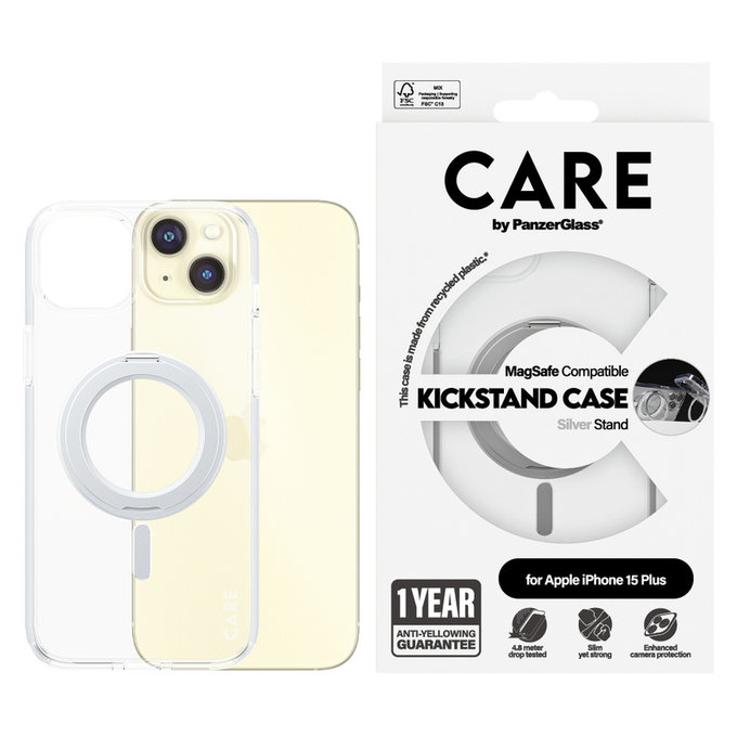 Caz Kickstand cu MagSAFE by PanzerGlass pentru iPhone 15 Pro Max, Argintiu, PanzerGlass