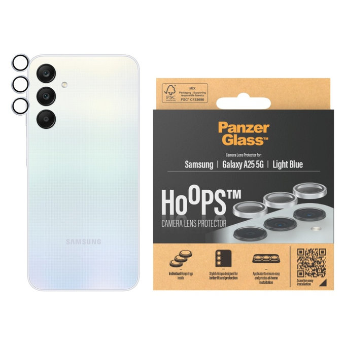 Protecție lentile cameră Hoops pentru Samsung A25 5G, Albastru deschis, PanzerGlass
