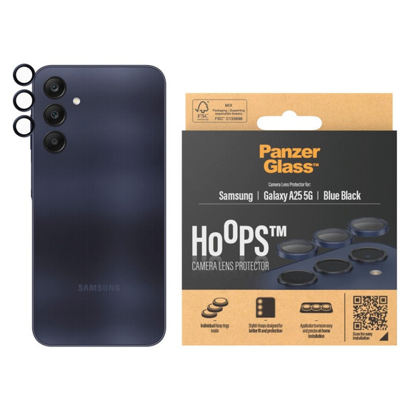 Protecție lentile cameră Hoops pentru Samsung A25 5G, Albastru/Negru, PanzerGlass