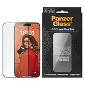 Sticlă securizată UWF Ceramic cu aplicator pentru iPhone 15 Pro, Negru, PanzerGlass