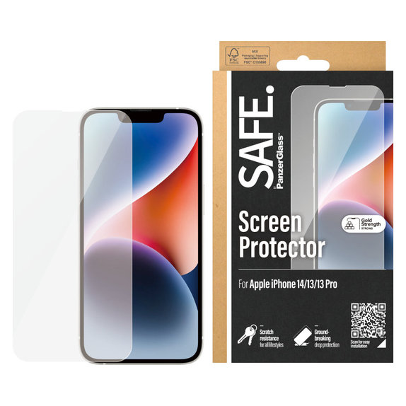 Sticlă securizată Case Friendly pentru iPhone 16e/14/13 Pro/13, Negru, SAFE