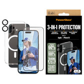 Bundle 3 în 1 Hoops + Sticlă securizată UWF + Hard Case pentru iPhone 16, PanzerGlass