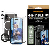 Bundle Hoops + Sticlă securizată UWF + Hard Case + Magnetic Ring Mount pentru iPhone 16, PanzerGlass