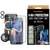 Bundle Hoops + Sticlă securizată UWF + Hard Case + Magnetic Ring Mount pentru iPhone 16 Plus, PanzerGlass