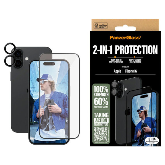Bundle Hoops + sticlă securizată UWF pentru iPhone 16, PanzerGlass
