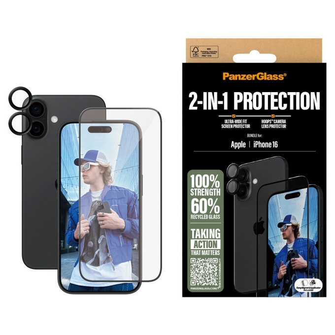 Bundle Hoops + sticlă securizată UWF pentru iPhone 16, PanzerGlass