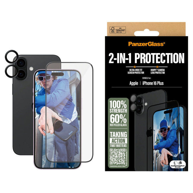 Bundle Hoops + sticlă securizată UWF pentru iPhone 16 Plus, PanzerGlass