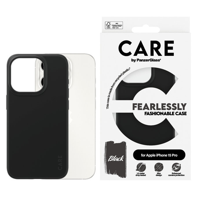 Caz Fearlessly pentru iPhone 15 Pro, Negru, PanzerGlass