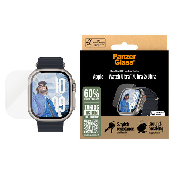 Sticlă securizată pentru Apple Watch Ultra 2024/Ultra 2/Ultra, Transparent, PanzerGlass
