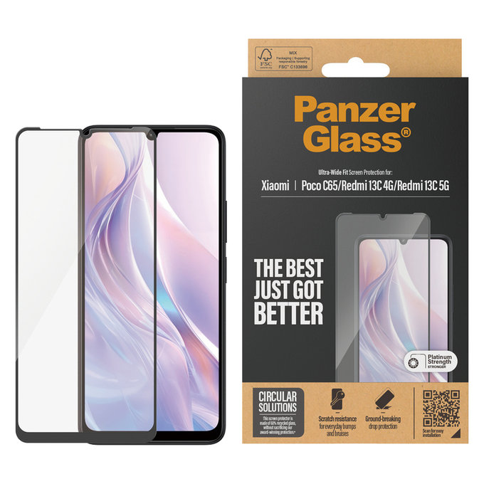 Sticlă securizată UWF pentru Xiaomi Redmi 13C 5G, Negru, PanzerGlass