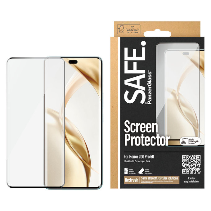 Sticlă securizată UWF pentru Honor 200 Pro, Negru, SAFE by PanzerGlass