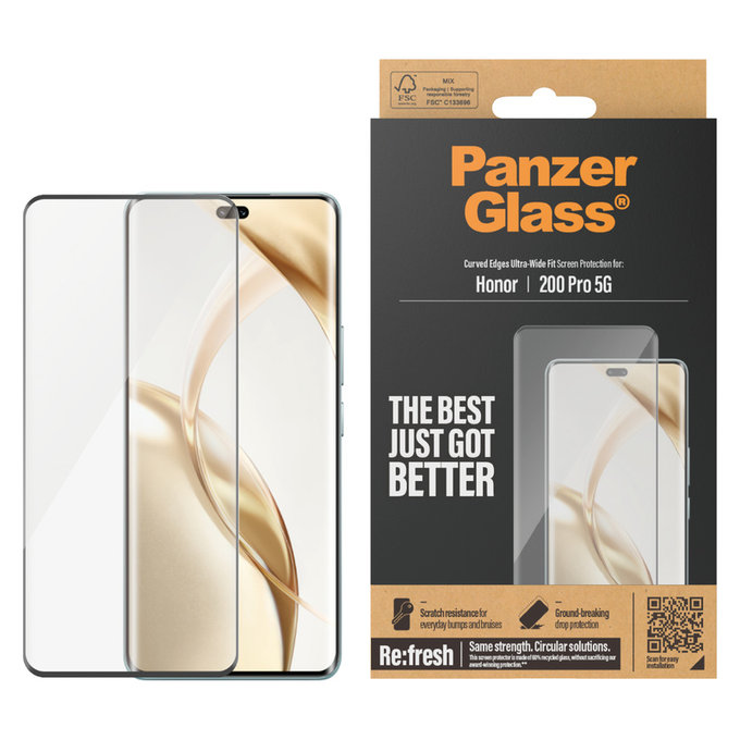 Sticlă securizată Re:Fresh UWF pentru Honor 200 Pro, Negru, PanzerGlass