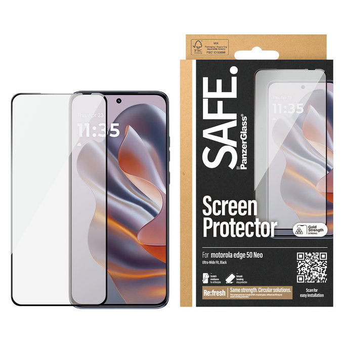 Sticlă securizată UWF pentru Motorola Edge 50 Neo, Negru, SAFE by PanzerGlass
