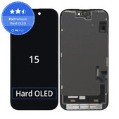 Ecran Hard OLED pentru iPhone 15, Sticlă tactilă cu ramă, FixPremium
