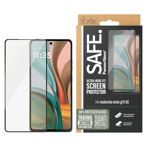 Sticlă securizată UWF pentru Motorola Moto G75 5G, Negru, SAFE by PanzerGlass