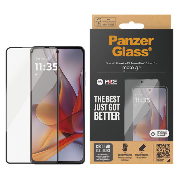 Sticlă securizată UWF pentru Motorola Moto G75 5G, Negru, PanzerGlass