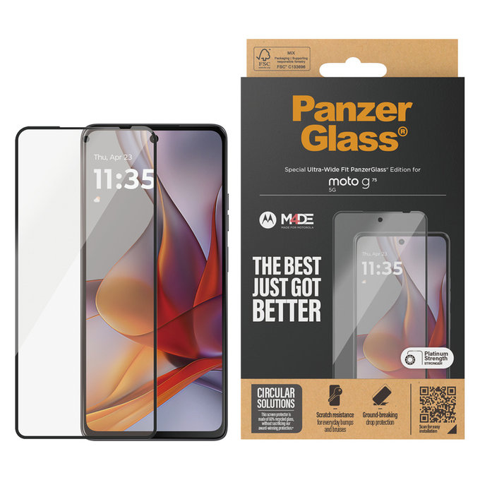 Sticlă securizată UWF pentru Motorola Moto G75 5G, Negru, PanzerGlass