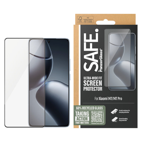 Sticlă securizată UWF pentru Xiaomi 14T/14T Pro, Negru, SAFE by PanzerGlass