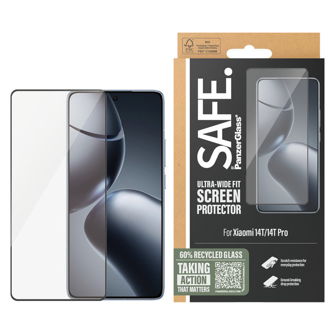 Sticlă securizată UWF pentru Xiaomi 14T/14T Pro, Negru, SAFE by PanzerGlass