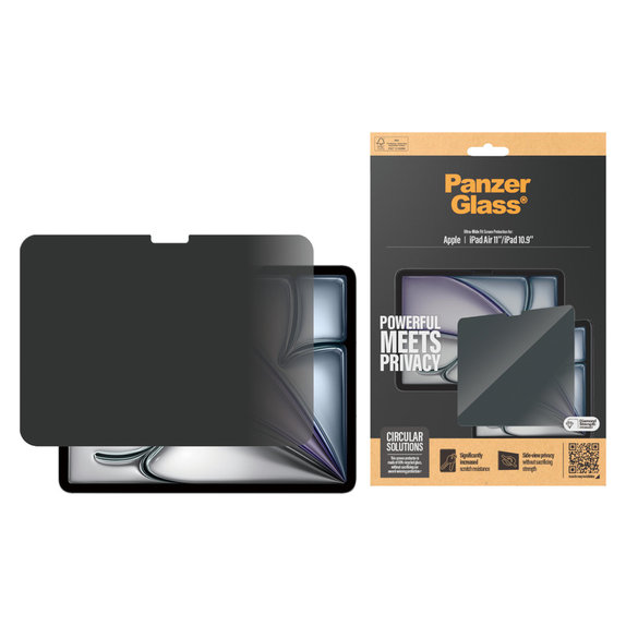Sticlă securizată UWF Privacy pentru iPad 10,9"/Air 11'', Transparent, PanzerGlass