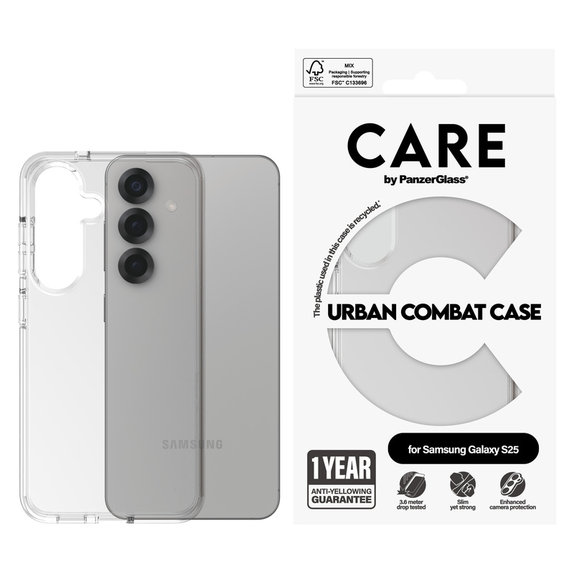 Caz Urban Combat pentru Samsung Galaxy S25, Transparent, PanzerGlass