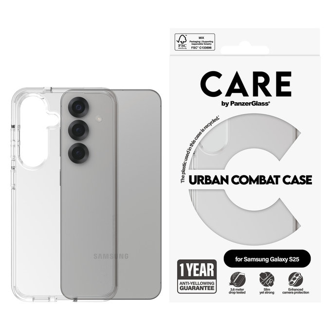 Caz Urban Combat pentru Samsung Galaxy S25, Transparent, PanzerGlass