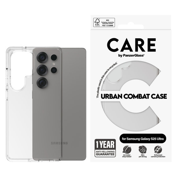Caz Urban Combat pentru Samsung Galaxy S25 Ultra, Transparent, PanzerGlass