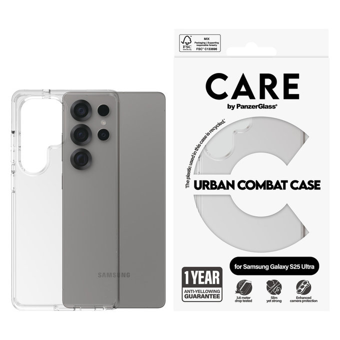 Caz Urban Combat pentru Samsung Galaxy S25 Ultra, Transparent, PanzerGlass