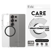 Caz Urban Combat cu QI negru pentru Samsung Galaxy S25 Ultra, Transparent, PanzerGlass