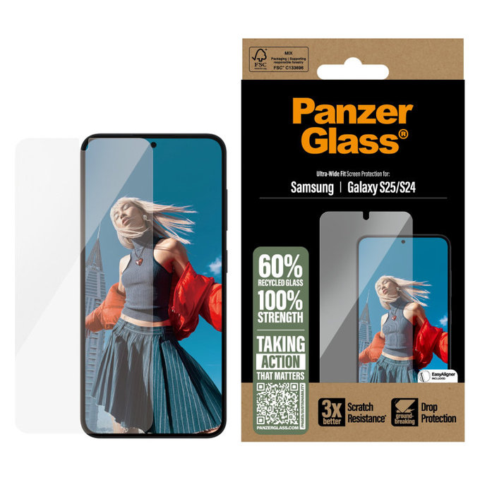 Sticlă securizată UWF cu aplicator pentru Samsung S25, Transparent, PanzerGlass
