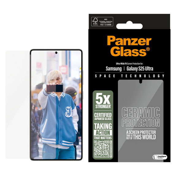 Sticlă securizată UWF Ceramic cu aplicator pentru Samsung Galaxy S25 Ultra, Transparent, PanzerGlass