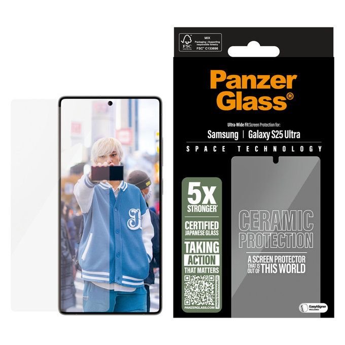 Sticlă securizată UWF Ceramic cu aplicator pentru Samsung Galaxy S25 Ultra, Transparent, PanzerGlass