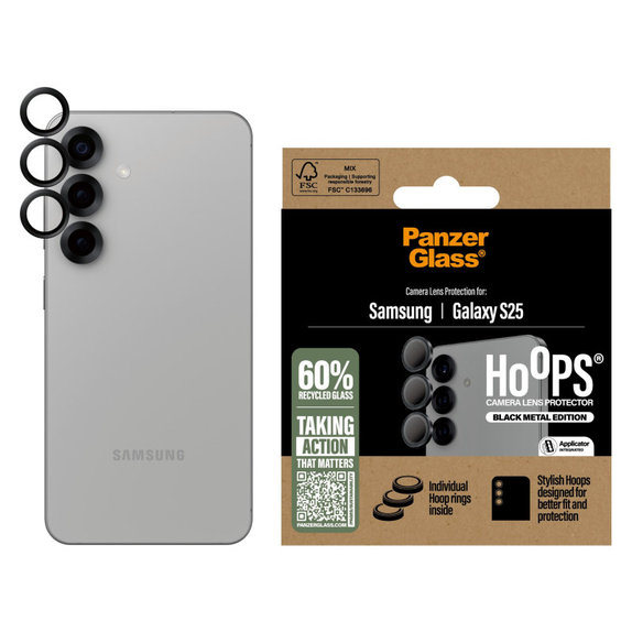 Protecție lentile cameră Hoops pentru Samsung S25, Negru, PanzerGlass