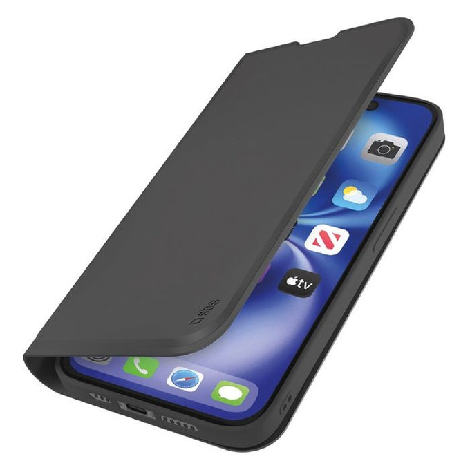 SBS - Caz Book Wallet Smooth pentru iPhone 16e, negru