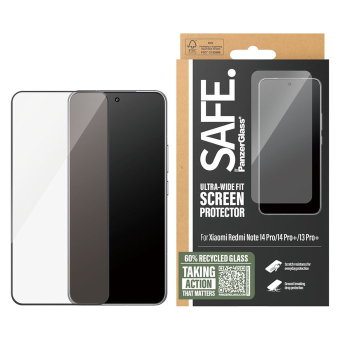 Sticlă securizată UWF pentru Xiaomi Redmi Note 14 Pro/14 Pro+/13 Pro+, Negru, SAFE by PanzerGlass