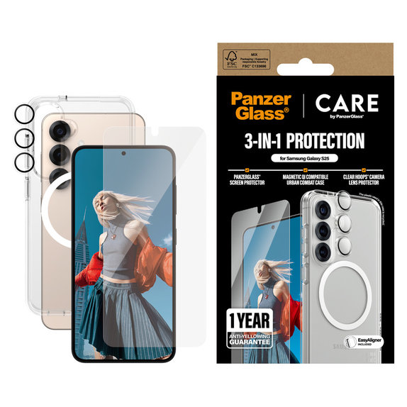 Bundle 3 în 1 pentru Samsung Galaxy S25, PanzerGlass