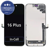 Ecran In-Cell FHD pentru iPhone 16 Plus, Sticlă tactilă cu ramă, FixPremium