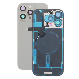 Apple iPhone 16 Pro Max - Sticlă pentru carcasa din spate + Sticlă cameră + Placă metalică + Magne?i MagSafe (Natural Titanium)