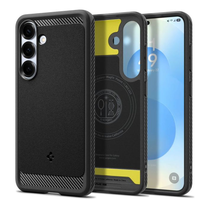 Spigen - Caz Rugged Armor cu MagSafe pentru Samsung Galaxy S25, Matte Black