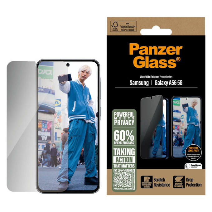 Sticlă securizată UWF Privacy pentru Samsung A56 5G, Transparent, PanzerGlass