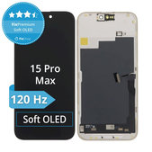 Ecran Soft OLED 120Hz pentru iPhone 15 Pro Max, Sticlă tactilă cu ramă, FixPremium